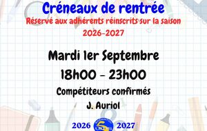 Jeu libre - Compétiteurs confirmés (Réservé aux adhérents réinscrits sur la saison 2026-2027)
