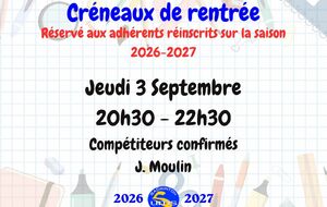 Jeu libre - Compétiteurs confirmés (Réservé aux adhérents réinscrits sur la saison 2026-2027)